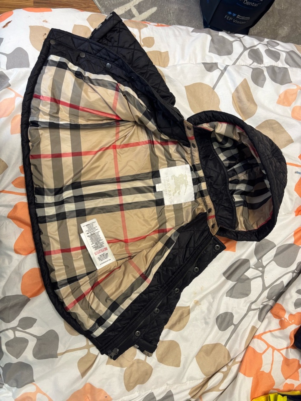 Burberry Children Hooded Jacket in Beige Black Check